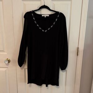 Lovers + Friends Flowy Black Dress with Embellished Neckline